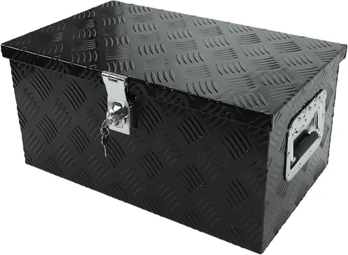 Miniatura 17 de Caja de herramientas de aluminio negro de 39 x 13 x 10 pulgadas con cerradura y llaves, caja de herramientas de 5 barras de banda de rodadura, caja