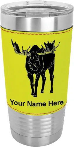 Miniatura 14 de LaserGram Vaso aislado al vacío de 20 onzas, alce, grabado personalizado incluido (piel sintética, estilo béisbol)