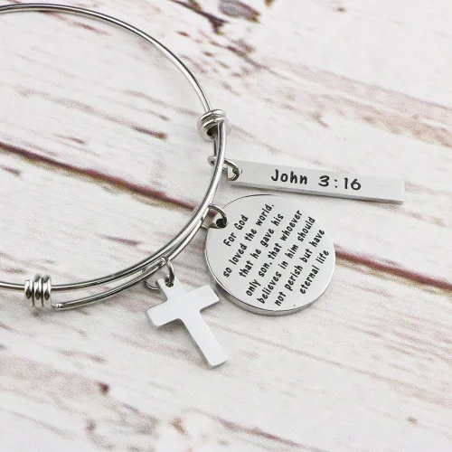Miniatura 2 de Memgift - Brazalete inspirador para mujer cristiana, joyería, con citas bíblicas grabadas, extensible
