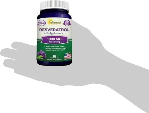 Miniatura 9 de aSquared Nutrition Resveratrol natural con extracto de vino tinto - 180 cápsulas - Pastillas de suplemento antioxidante de trans resveratrol