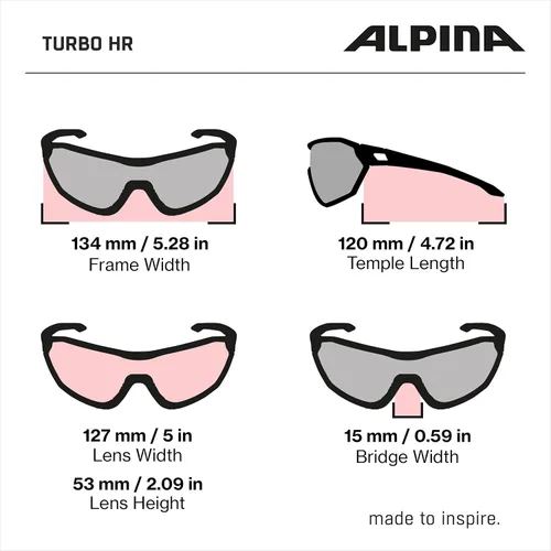 Miniatura 6 de ALPINA Gafas de ciclismo espejadas, hidrofóbicas y antivaho para hombres y mujeres, 100% protección UV, TURBO HR Gris frío mate