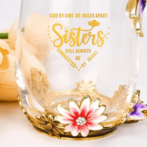 Miniatura 3 de OEAGO Regalos de hermana para hermanas para mujeres, elegante taza de té, regalos únicos de Navidad y cumpleaños para hermana, pequeña, grande