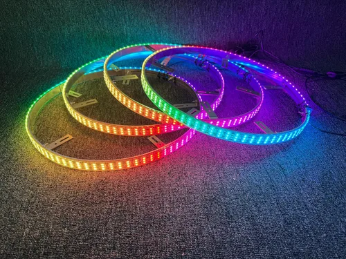 Miniatura 5 de Luces LED de rueda de 17.5 pulgadas, triple fila RGB + blanco + flujo de persecución de color de ensueño, Bluetooth + control remoto
