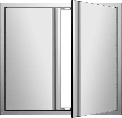 Miniatura 15 de Puertas de cocina para exteriores de 26 pulgadas de ancho x 24 pulgadas de alto con mango horizontal, puertas de acceso dobles para barbacoa, acero