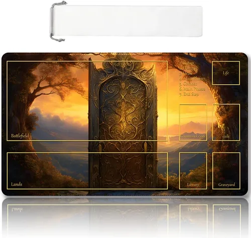 Miniatura 9 de Tapete de juego MTG cosido de alta calidad con zonas y parte trasera de goma antideslizante, tapete de juego TCG para MTG y otros juegos de cartas