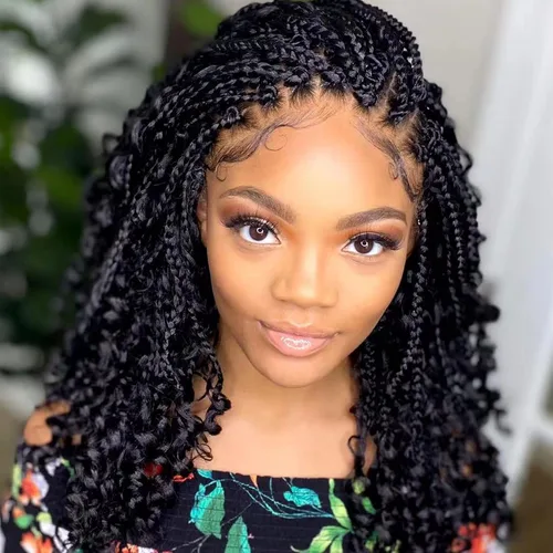 Miniatura 26 de Goddess Box Braids 1B3330 - Trenzas de ganchillo bohemias de 10 pulgadas para mujeres negras, paquete de 7 paquetes de trenzas bohemias preenlazadas