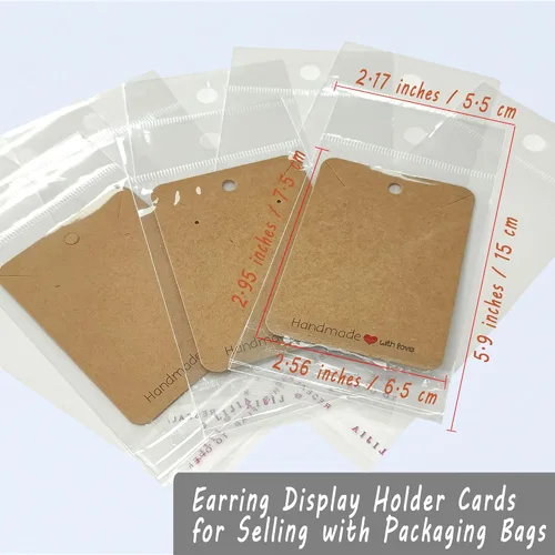 Miniatura 6 de MAIBAOTA Tarjetas de Aretes, 100 Piezas Tarjetas de Soporte de Exhibición de Aretes para Vender con Bolsas de Embalaje, Tarjetas de Joyería para 02