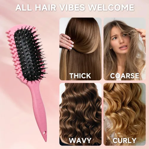 Miniatura 5 de Cepillo para definir rizos, productos de cepillo para cabello rizado con juego de 3 cepillos para peinar hacia atrás con cerdas, juego de cepillo
