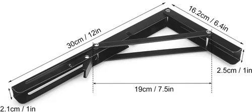 Miniatura 2 de 3 pares de 6 soportes de estante plegables de 12 pulgadas, soporte plegable de metal para banco, soporte de estante plegable resistente montado