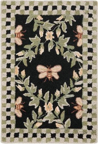 Miniatura 3 de SAFAVIEH Chelsea Collection - Alfombra decorativa de 1 pies 8 pulgadas x 2 pies 6 pulgadas, color negro, lana de campo francesa enganchada a mano