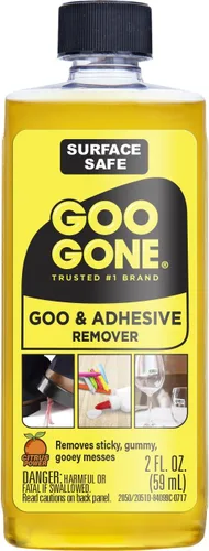 Goo Gone Original – 2 oz – Removedor de adhesivos seguro para superficies que elimina de forma segura pegatinas, etiquetas, adhesivos, residuos,