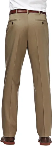 Miniatura 3 de Haggar - Pantalón caqui para hombre, diseño de ajuste clásico con frente plano, no se plancha (tallas regulares, grandes y altas)