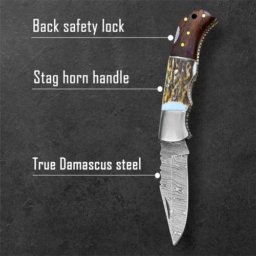 Miniatura 3 de Cuchillo plegable de bolsillo de acero de Damasco personalizado, regalo personalizado para marido, papá, novio, regalos de padrinos de boda, regalos