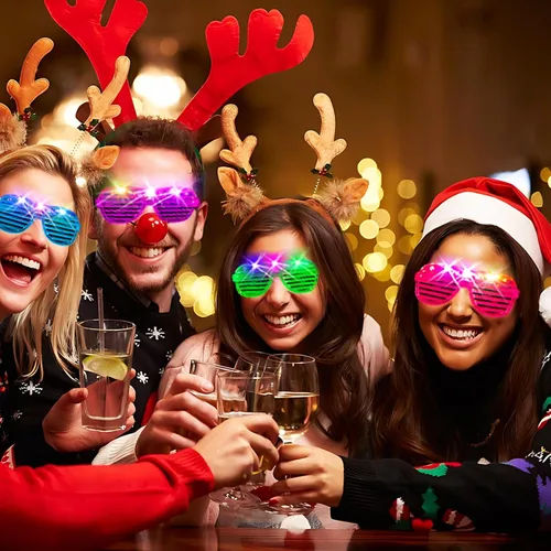 Miniatura 7 de SHQDD 38 lentes LED, anteojos iluminados, 5 colores, 3 modos de luz, suministros de fiesta que brillan en la oscuridad, recuerdos de fiesta de neón