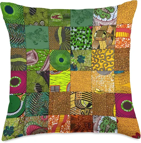 Miniatura 5 de Nativ Hand Ankara Kitenge - Almohada de retazos con estampado de cera africana, 16 x 16, multicolor