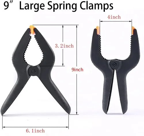 Miniatura 2 de ONDY Paquete de 2 abrazaderas de resorte grandes de 9 pulgadas, de muselina de nailon resistente, abrazaderas de carpintería, fondos de estudio