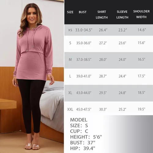 Miniatura 25 de GINKANA Sudadera con capucha para mujer, manga larga, lactancia materna, ropa casual