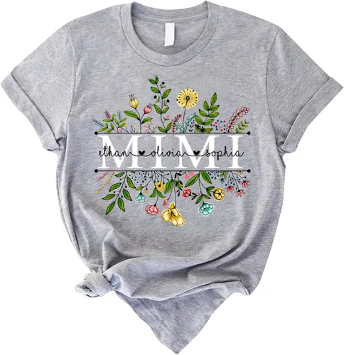 Custom Mom Mimi and Grandkids Wildflowers Shirt, Customize Grandma Gifts, Gifts for Grandma Nana Gigi Oma Mamaw Yaya