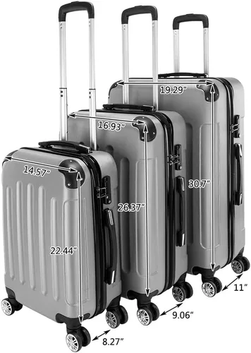 Miniatura 18 de Juego de equipaje de 3 piezas – Maletas con ruedas giratorias multidireccionales – Bolsa de viaje Maleta ABS con bloqueo TSA – Maletas de carcasa