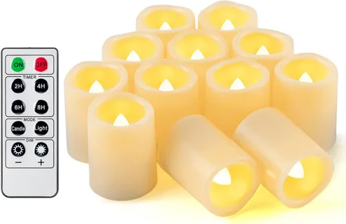 Miniatura 7 de 12 velas votivas LED parpadeantes sin llama a granel que funcionan con pilas/eléctricas, luces LED parpadeantes para té, velas falsas a granel