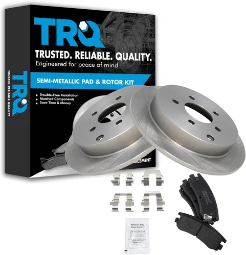 Miniatura 159 de TRQ Juego de pastillas de freno semimetálicas traseras y rotores compatibles con Chevrolet Trailblazer 02-06 Trailblazer EXT 04-06 SSR 02-07 GMC
