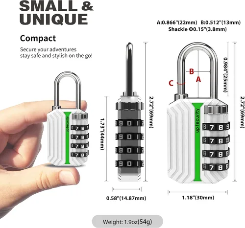 Miniatura 2 de Cerradura de combinación para casillero, cerradura de gimnasio con código, candado de combinación pequeña para equipaje, candado combinado