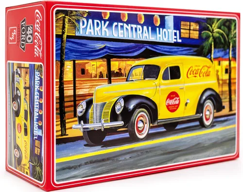 AMT 1940 Ford Coca-Cola Delivery Sedan - Kit de modelo a escala 1/25 - Vehículos vintage ensamblables para niños y adultos