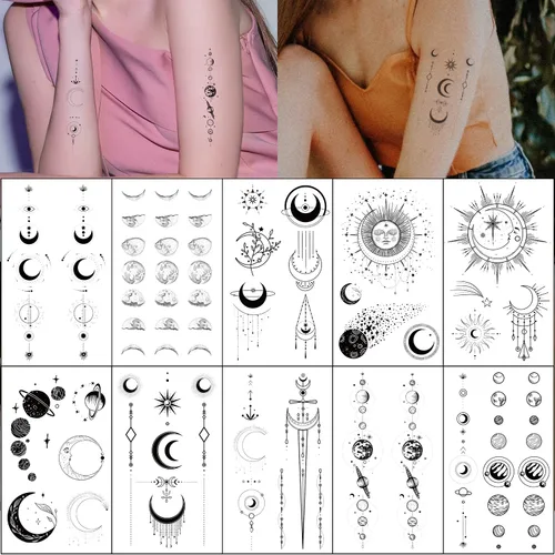 Miniatura 4 de Tatuajes temporales de flores realistas, 10 piezas pequeñas extraíbles de hojas botánicas para mujeres