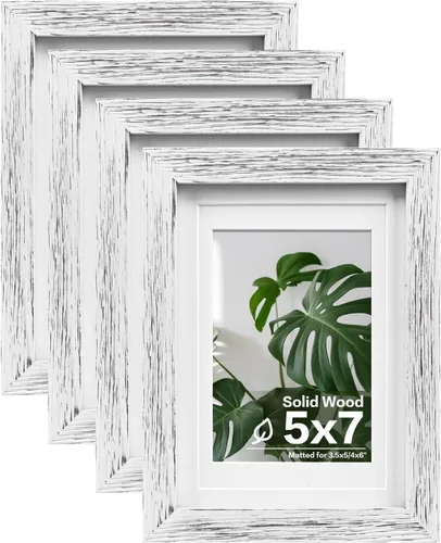 Miniatura 122 de Egofine - Juego de 4 portarretratos 8 x 10 pulgadas de madera maciza y cubierta de plexiglás de 4 x 6/5 x 7 pulgadas con paspartú u 8 x 10 pulgadas