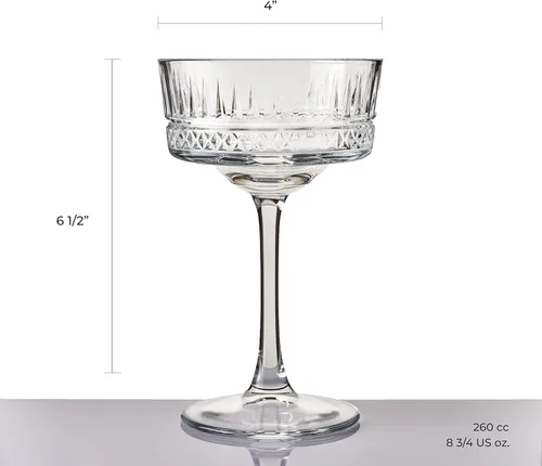 Miniatura 3 de Pasabahce Juego de 4 copas vintage Coupé – Exclusivo champán, cóctel, martini, copas de vino – Cristalería de tallo largo – 8.8 oz – Perfecto