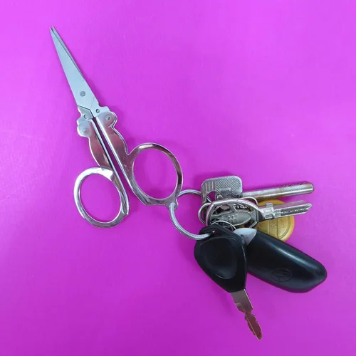Miniatura 8 de Ouyatoyu 12 piezas de acero inoxidable plegable bolsillo portátil plegable mini tijeras de viaje pequeñas tijeras de hilo de papel tijeras cortador