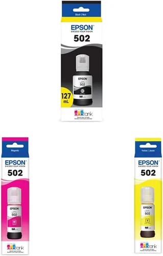Epson T502 EcoTank Ink Botella de capacidad ultra alta negro (T502120-S) T502 EcoTank Ink Botella de capacidad ultra alta Magenta (T502320-S) T502