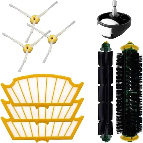 Piezas de repuesto compatibles con iRobot Roomba 500 555 560 561 562 570 581 y modelos con cabezal de limpieza verde o rojo – 2 rodillos, 3 filtros,