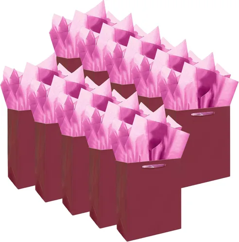 Miniatura 15 de qiqee 10 mini bolsas de regalo color verde frijol con asas de papel de seda de 6.3 x 4.7 x 2.4 pulgadas, tamaño pequeño para regalos de fiesta
