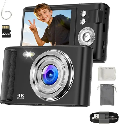 Cámara digital 4K para niños: Cámaras de 48MP para fotografía de adolescentes - Cámara fotográfica con enfoque automático Regalos para niños de 5 a