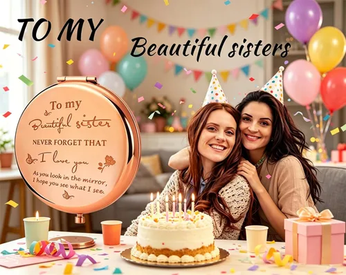 Miniatura 6 de Espejo de amigo para mi hermosa hermana, espejo compacto esmerilado de hermana, hermano, amistad, graduación, boda, regalos de cumpleaños, ideas