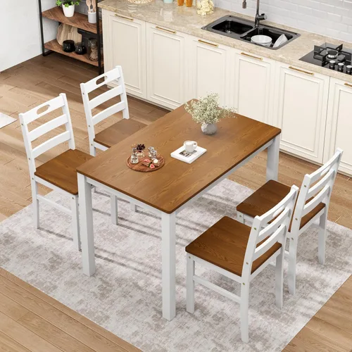 Miniatura 13 de Sophia & William Juego de mesa de comedor de 5 piezas para 4, juego de mesa y sillas de cocina de madera, mesa de comedor rectangular de 45 pulgadas