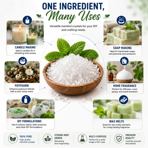 Miniatura 4 de GreenHealth Cristales de mentol de alta calidad, 1 libra (16 onzas), cristales de mentol naturales 100% puros, aroma fuerte a menta, bolsa