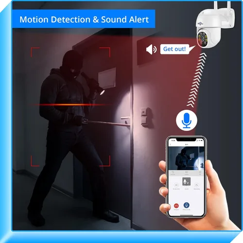 Miniatura 5 de Hiseeu - Cámara de seguridad de 2K para exteriores, con WiFi, zoom digital, inclinación, panorámica de 360°, 3MP y 2.4 G, seguimiento de movimiento