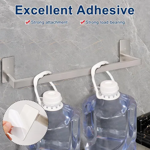 Miniatura 3 de NearMoon - Toallero de barra autoadhesivo para baño de acero inoxidable, estante cuadrado de pared para colgar toallas, estilo contemporáneo