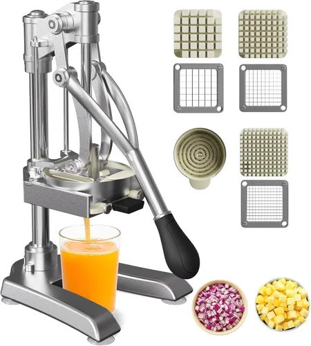 Exprimidor comercial 2 en 1 y picadora - Prensa manual de exprimidor resistente de hierro fundido para exprimir limón, cítricos, naranja, cortador