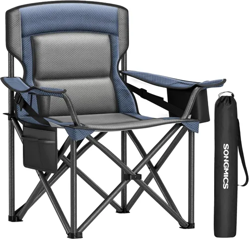 Miniatura 9 de SONGMICS UGCB08BK - Paquete de 2 sillas plegables de campamento, capacidad de 330 libras, con soporte para tazas, estructura resistente, para Negro