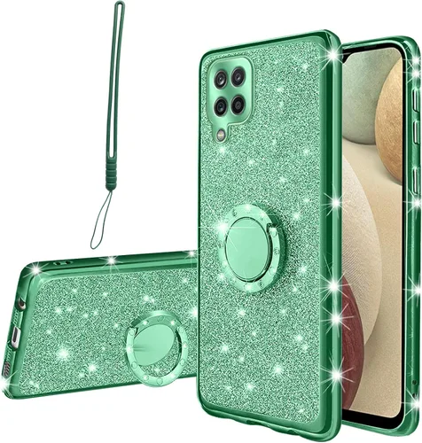 Funda para Samsung Galaxy A12, A12 Samsung Phone Case para mujer con purpurina de cristal suave TPU transparente de lujo Bling Funda protectora con