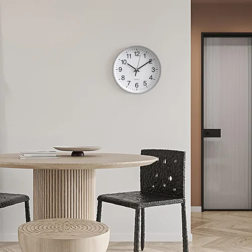 Miniatura 5 de Clockswise Reloj analógico plateado de 8 pulgadas, silencioso, sin tictac para pared, escritorio de oficina, mesa y estante, funciona