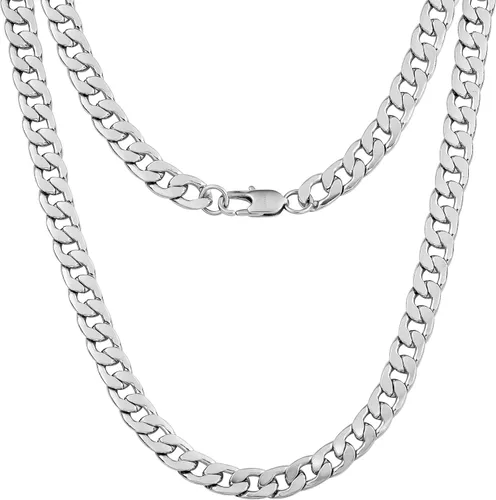 Silvadore 9mm Miami CUBAN Link Chain for Men Necklace - NON-TARNISH & FADE-PROOF Real Silver Stainless Steel - Boys Mens Christmas Gifts - Thick Big