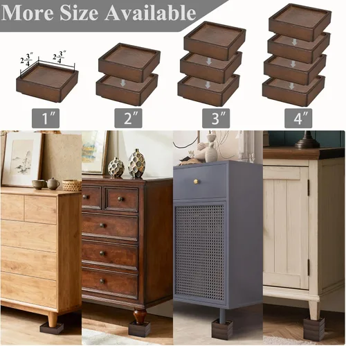 Miniatura 4 de Elevadores de madera para cama, bloques de madera resistentes, apilables de 1 pulgada a 2 pulgadas, 3 pulgadas 4 pulgadas de alto, elevadores