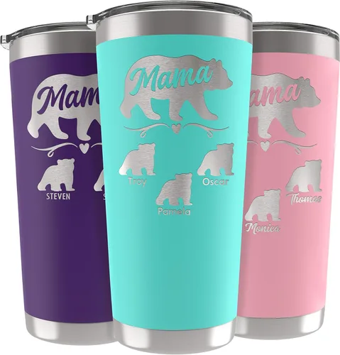 Miniatura 23 de Vaso de Mamá Oso, vaso personalizado para mamá Oro Rosa