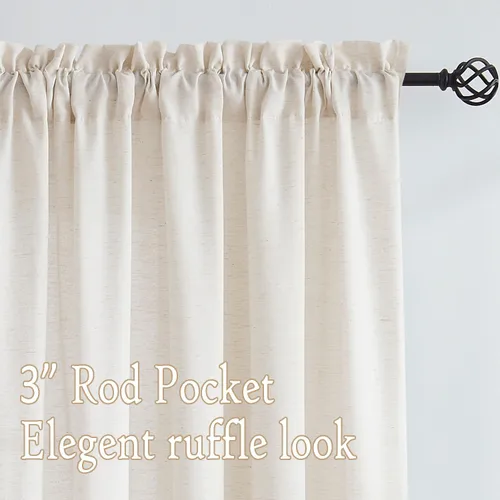 Miniatura 4 de Treatmentex Cortinas de Lino Semi Transparentes Naturales de 84 Pulgadas de Largo, Cortinas de Mezcla Country Falx para Sala de Estar, Casa