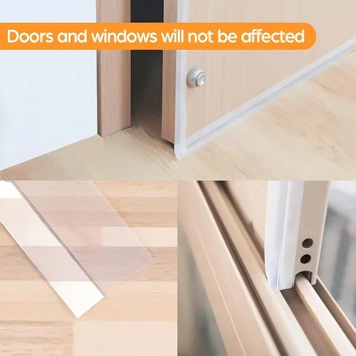 Miniatura 5 de Burlete de 36 pies para puerta, tapón de silicona para puerta, sello inferior de puerta de ducha autoadhesivo y tira aislante para puertas de marco