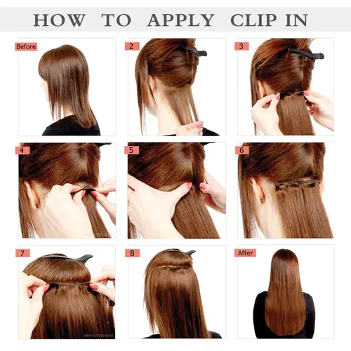 Miniatura 6 de Extensiones de cabello humano Remy de 12 pulgadas con clip para mujer, extensiones de cabello humano sedoso y liso, 1.76 onzas, 4 piezas